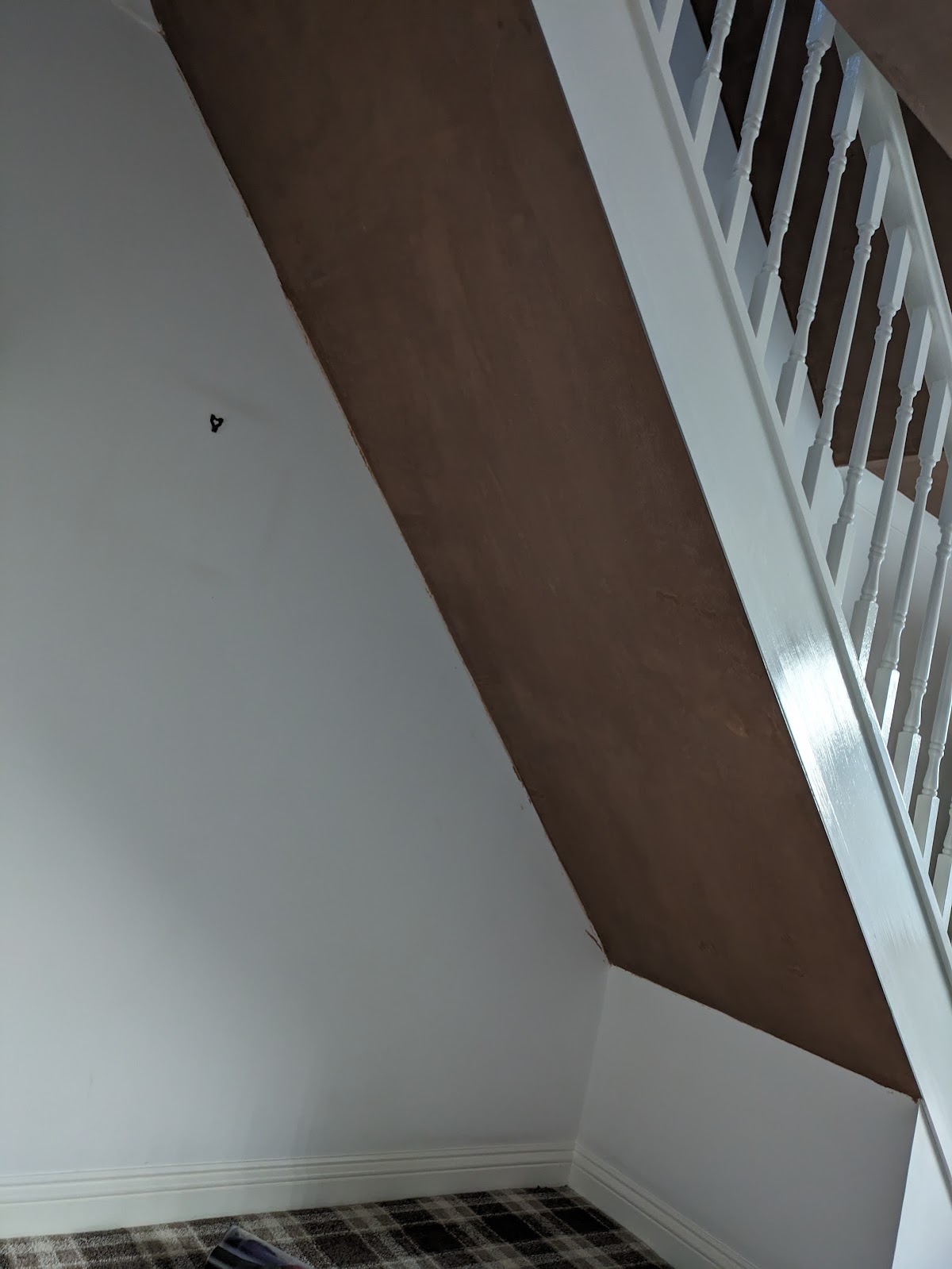 Landing and stair bulkhead freshly skimmed