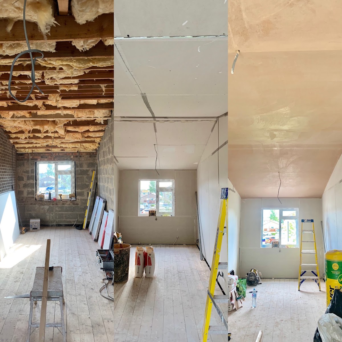 Loft room boarded and skimmed